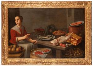 van SCHOOTEN Floris Gerritsz. 1587-1665,Interno di cucina con figura femminil,Wannenes Art Auctions 2024-03-05