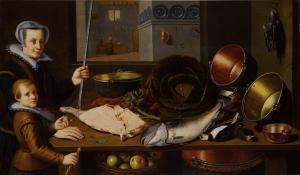 van SCHOOTEN Floris Gerritsz.,Kitchen scene within a domestic interior,1620,Sotheby's 2023-10-06