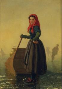 van SEBEN Henri 1825-1913,A Girl on Ice Skates,1865,William Doyle US 2023-08-10