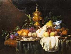 van SON Joris 1623-1667,Still Life with Fish and Fruit,Hindman US 2014-09-28
