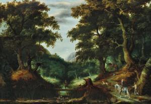 Van STALBEMT Adriaen,A wooded landscape with an elegant hunter on horse,Palais Dorotheum 2024-04-24