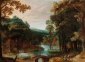 Van STALBEMT Adriaen,A wooded river landscape with a village and travel,Palais Dorotheum 2017-04-25