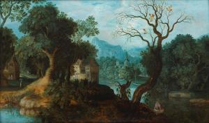 Van STALBEMT Adriaen 1580-1662,Figures in a wooded river landscape,1610,Bonhams GB 2023-12-06