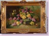 VAN STEENSEL J 1800-1900,Gerbe de roses et de lilas sur une pierre,VanDerKindere BE 2009-09-08