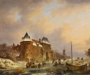 van STRAATEN Bruno I 1786-1870,City by a Frozen River,Lempertz DE 2017-05-20