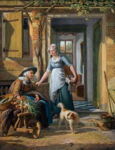 van STRY Abraham I 1753-1826,Selling vegetables and fish at the door,1821,Venduehuis NL 2023-11-14