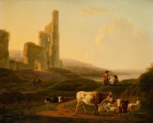 Van STRY Jacob 1756-1815,Een landschap met herders en vee bij een ruïne,Venduehuis NL 2024-02-28