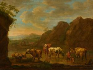 Van STRY Jacob 1756-1815,Herde mit Hirte in der Furt,Van Ham DE 2024-01-30