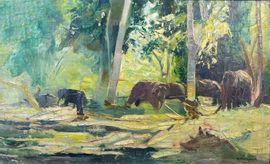 van STRYDONCK Guillaume 1861-1937,Les éléphants au travai,Saint Germain en Laye encheres-F. Laurent 2021-10-23