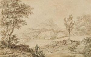 van SWANEVELT Hermann 1600-1655,River Landscape with Two Travellers,Lempertz DE 2017-11-18