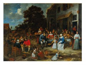 Van TILBORG Gillis II 1625-1678,A company feasting outside a tavern,Palais Dorotheum AT 2023-05-03