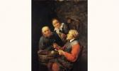 van TILBORG Gillis II 1625-1678,Buveurs attablés dans une auberge,Cornette de Saint Cyr 2001-12-07