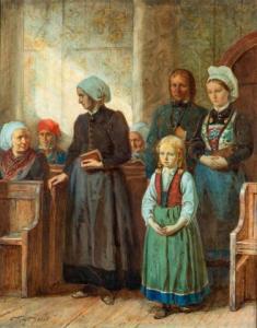 van TRIGT Hendrik Albert 1829-1899,Figuren tijdens een kerkdienst,1868,Venduehuis NL 2021-07-04