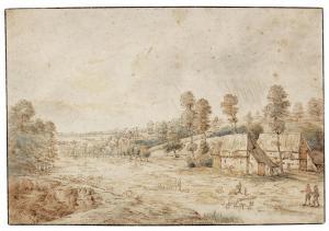 van UDEN Lucas 1595-1672,Landscape with shepherds by farm buildings,Sotheby's GB 2024-01-31