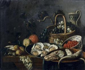 van UTRECHT Jacob Claessens,Nature morte au plat d’’huîtres et au panier de ra,Tajan 2013-10-25