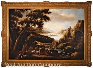 van VALCKENBORCH Frederick 1570-1623,A Mountainous Landscape with Peasants bef,Neal Auction Company 2020-11-21