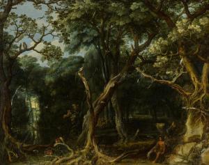 van VALCKENBORCH Frederick,A wooded landscape with Saint John the Baptist,Sotheby's 2021-12-09