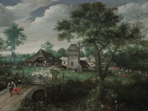 van VALCKENBORCH Lucas,A landscape with a peasant wedding and a village f,1574,Christie's 2023-12-07