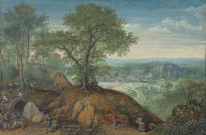 van VALCKENBORCH Lucas,An extensive landscape with plundering soldiers,1577,Christie's 2020-10-15