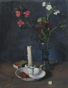 VAN VEEN Karel 1898-1988,A still life with a candle and a matchbox and flow,Christie's GB 2000-09-05