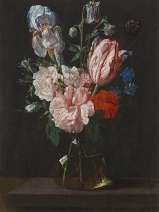 Van VEERENDAEL Nicolaes,A tulip, roses, iris and other flowers in a glass ,Christie's 2023-01-27