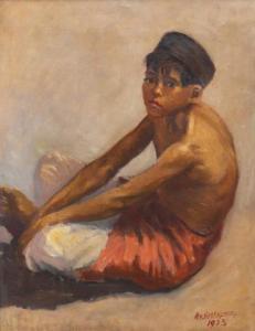 van VELTHUYSEN Henry 1891-1954,A sitting Javanese boy,1923,Venduehuis NL 2021-09-08