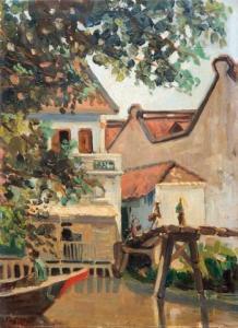 van VELTHUYSEN Henry 1891-1954,Houses along the Kali Besar in Old Batavia,1929,Venduehuis 2020-11-18