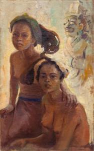 van VELTHUYSEN Henry 1891-1954,Two Balinese ladies near a sculpture,1941,Venduehuis NL 2020-11-18
