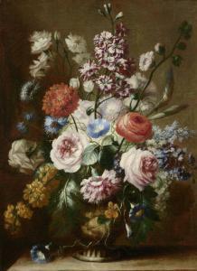 van VOGELAER Karel 1653-1695,Pair of works: Flowers in a stone vase,Galerie Koller CH 2023-03-31