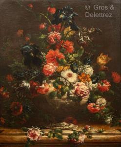 van VOGELAER Karel,Vase de fleurs sur un entablement,18th century,Gros-Delettrez 2023-04-04