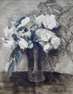 van VOORDEN August Willem 1881-1921,Witte bloemen in vaasje,Venduehuis NL 2022-10-11