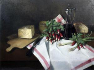 van vosselen ferry 1944,Still life with radishes, jug and cheese,Gorringes GB 2009-10-21