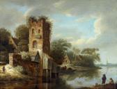 van VRIES Roelof Jansz 1630-1681,Paesaggio fluviale olandese con una torre in,1681,Palais Dorotheum 2007-10-17