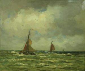 van WANING Cornelis Antonie 1861-1921,Vissersboten op zee,Venduehuis NL 2020-11-02