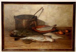 van WANING STEVELS Marie 1874-1943,Stilleven met vis en uien,Venduehuis NL 2016-04-13