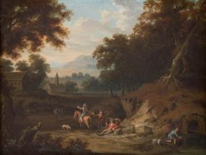 VAN WATERSCHOOT HEINRICH 1748,FOREST LANDSCAPE WITH TRAVELERS,Hargesheimer Kunstauktionen 2018-09-22