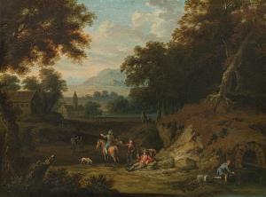 VAN WATERSCHOOT HEINRICH 1748,Landscape with travelers in front of a ci,im Kinsky Auktionshaus 2021-07-06