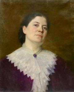 van WELIE Antoon,Portret van elegante dame met amethist broche op w,1897,Venduehuis 2021-02-28