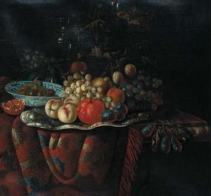 VAN WESTHOVEN Hubert,Peaches, grapes on the vine, plums and other fruit,Christie's 2001-07-13