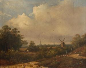 van WISSELINGH Johannes Pieter 1812-1899,Idyllische Landschaft Hirte mit Schafherde in ,1840,Mehlis 2020-08-27