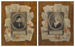van ZUYDERHOUDT Cryn,A pair of trompe l'œil still lifes with portraits ,1768,Sotheby's 2023-04-05