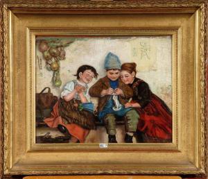 VANDENDRIESSCHE D 1800-1900,Jeune enfants russes au tricot,VanDerKindere BE 2011-09-06