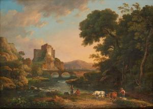VANDESTEENE Auguste 1803-1870,Pêcheurs en bord de rivière,1853,Horta BE 2017-06-19