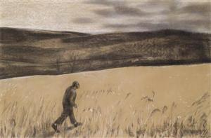 VANGI Giuliano 1931-2024,Walking man in a landscape,1984,Palais Dorotheum AT 2011-11-23