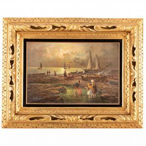 VANNINI R 1800-1900,Bambini sulla spiaggia al tramonto,Wannenes Art Auctions IT 2023-06-28
