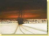 VANTIEGHEM Arnold 1937,Coucher de soleil dans un paysage enneigé,Horta BE 2007-04-23