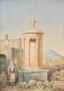 VANTORE Hans Chr. Hansen 1861-1928,En græsk kvinde stående ved Lysikrates monumente,Bruun Rasmussen 2016-11-14