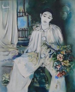VARDI yehuda 1933-1990,Pierrot holding a bunch of flowers,1975,Gorringes GB 2021-09-20