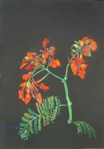 VARDI Yigal 1953,Red flowers,Matsa IL 2018-11-21