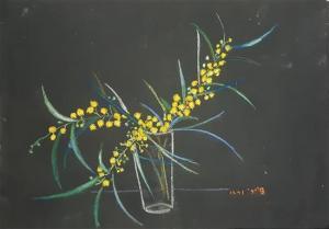 VARDI Yigal 1953,Vase of Yellow flowers,Matsa IL 2019-05-21